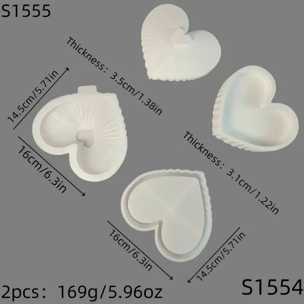 YY6028 Kalp & Katmanlı Kutu Mumluk Silikon Kalıp